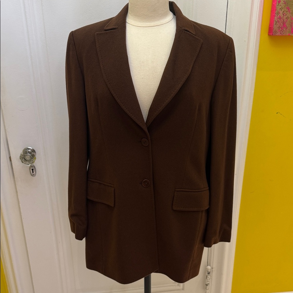 Classic Saks Fifth Ave Brown Cashmere  Women's long Blazer/ over coat